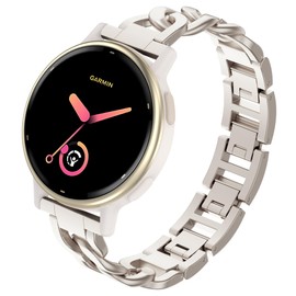 Koazon Metal 20mm Watchband Compatible with Garmin Vivoactive 5/Forerunner 55/165 for Women,Adjustable Stainless Steel Bracelet Replacement Wristband Chain for Garmin Venu sq 2/Venu/Vivomove HR