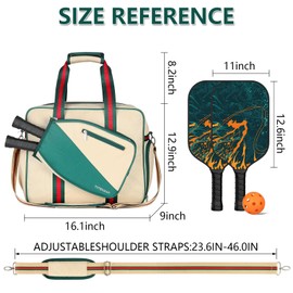 WIOLETA Pickleball Bags for Women with Shoe Compartment, Stylish Vintage Pickleball Totes with Zipper & Shoulder Strap