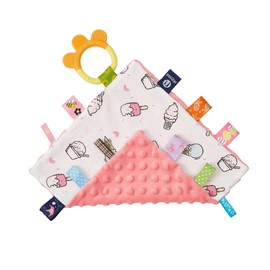 Upalupa Baby Security Blanket with Tags Soft Plush Minky Blanket Colorful Tags Blanket for Newborn Taggy Blanket Pink Loveys for Babies Girl, 10" x 10"