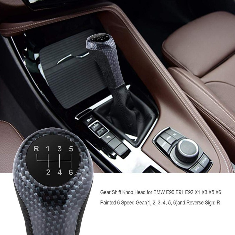 6 Speed Shift Knob Shifter Head Car Carbon Fiber Gear