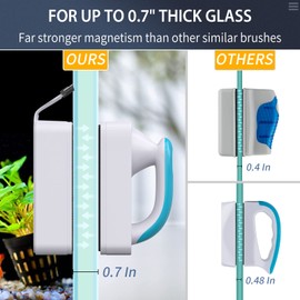 Pawfly Limpiador de manchas magnético fuerte para acuario con raspador de acero inoxidable desmontable y mango antideslizante herramienta de limpieza flotante de 4 pulgadas para tanque de peces de vidrio (no para tanque acrílico)