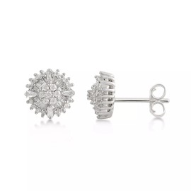 Beyond Brilliance 1/4 Carat Diamond, 925 Sterling Silver, Prong-Set Round Cluster Stud Earrings