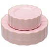 QualQuot 120PCS Pink Plastic Plates, Heavy Duty Disposable Party Plates