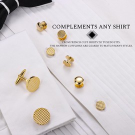 Silver/Gold Cufflinks for Men with tuxedo shirt studs,men accessories jewelry with gift box,Gifts for family,best friend on Wedding Business Birthday Anniversary, Brass, not know