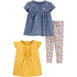 Simple Joys by Carter's - Juego de ropa de juego de 3 piezas, cambray/lunares, 12 meses