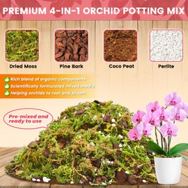Legigo 1 QT Orchid Potting Mix- Natural Orchid Soil Mix for Repotting with Moss, Pine Bark, Coco Peat and Perlite, Enhanced Drainage Orchid Bark Potting Mix Repotting Kit for Indoor Plant Growth