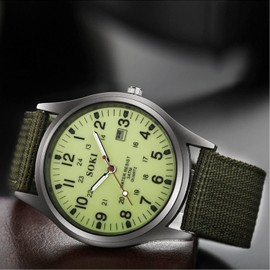 Gadgetking Military Army Mens Date Canvas Strap Analog Quartz Sport Wrist Watch Gift Gift for him Dad Uncle Father Teenager Man Secret Santa Adult Stocking Filler