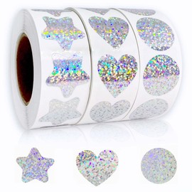 Glitter Stickers, Hologram Seals, Reward Stickers, (Approx. 1,500 Sheets) Envelope Seal, Gold + Silver, Large Capacity, Notebook, Decorative, Cute, Present, Decoration, Envelope, Letter Sticker,