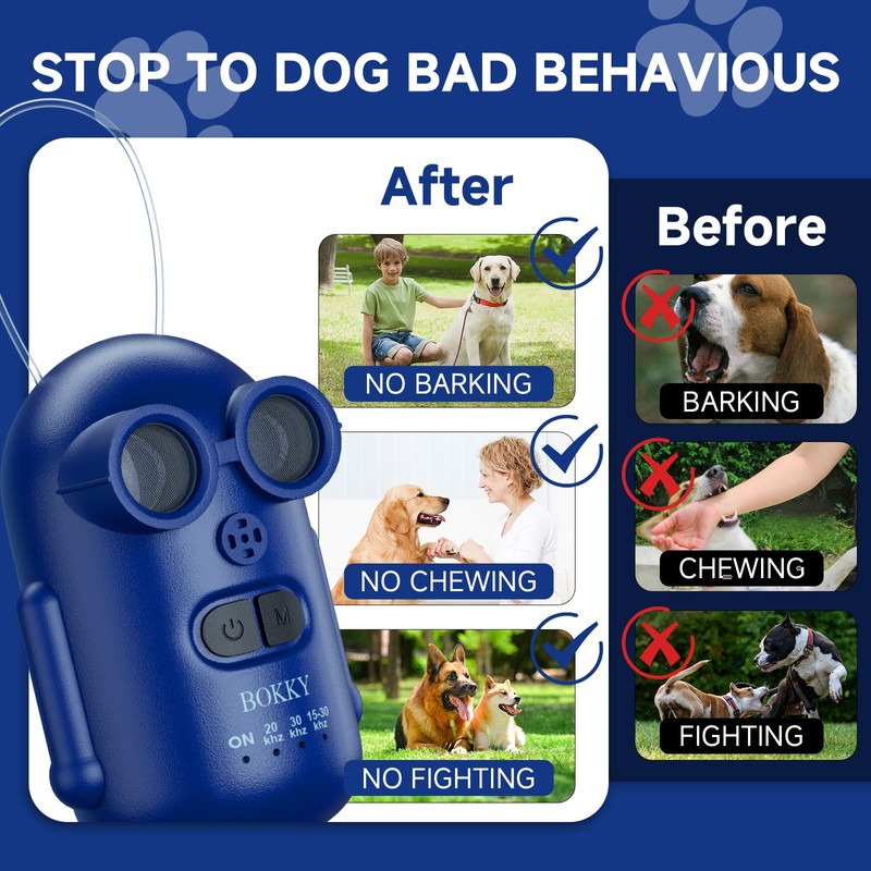 XIXVA 15-30kHz Adjustable Dog Bark Deterrent Devices with IPX5 Waterproof,
