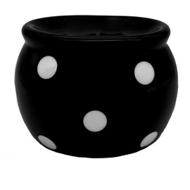 ACK Black Polka Dots Scouring Brillo Pad Holder, Ceramic Hand Painted Sponge Holder for Kitchen Sink, Kitchen Décor