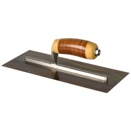 Kraft Tool PLE459L Elite Series Five Star Golden Stainless Steel Plaster Trowel with Leather Handle, 12 x 5-Inch