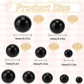 SUNNYCLUE Pack of 1000 5 Sizes Beads Without Hole Vase Filler Bulk Pack Black Acrylic Highlights Round Art Art Make Up Beads Loose Mini Beads for Filler Decoration Jewellery Making Nails DIY Ha