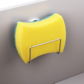 LEVOSHUA Magnetic Sponge Holder for Kitchen Sink - Stainless Steel Sink or Iron Cast Sink, Rubber Coated Strong Magnets, SUS 304 Stainless Steel Dish Sponge Organizer, Pack of 2 Silver