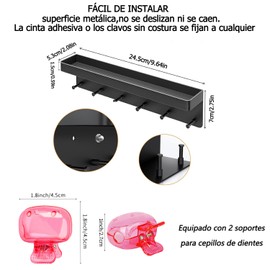 WADY Colgador Llaves, Colgadores de Llaves Autoadhesivos, Estante Pared Multifuncional con 6 Ganchos, Portátil Estante de Pared Toalleros de Gancho Sin Taladrar para Salón, Cocina, Oficina