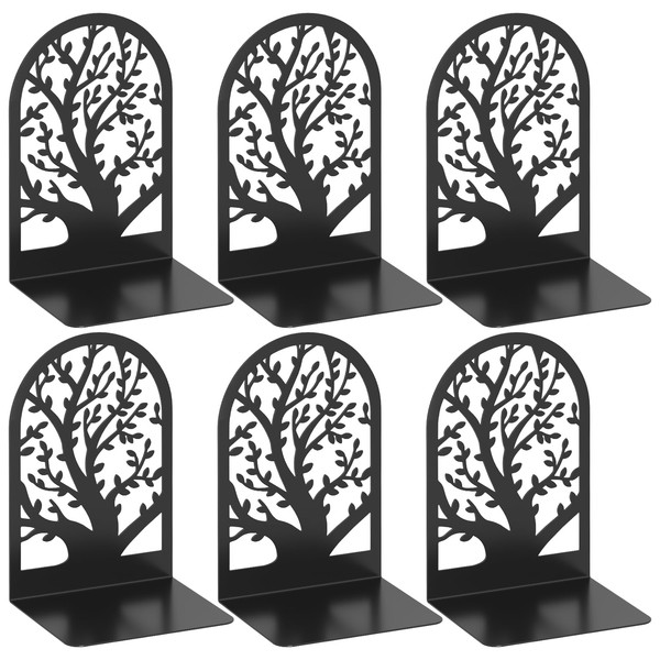 VFINE Tree Style Bookends 3 Pairs, Bookends for Shelves, Tree