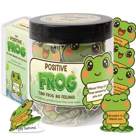Positive Frog Jar – Thank You Gifts for Women, Men, Coworkers – Emotional Support Jar with 60 Notes – Teacher Appreciation Gifts, Nurses Week Gifts, Retirement Gifts for Men, Women, Frog Gifts
