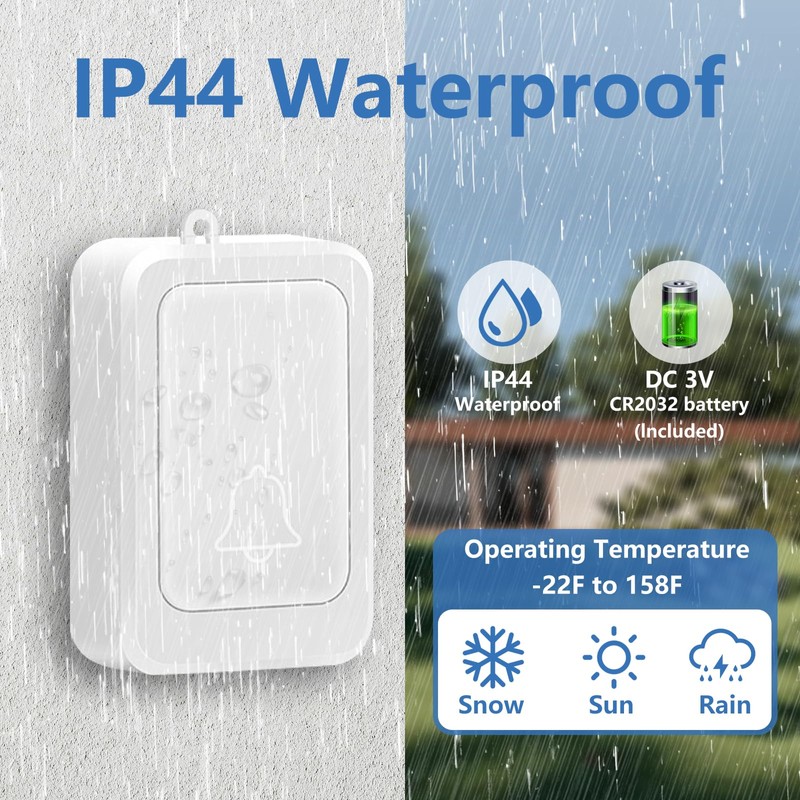 Loud Flash Doorbell with 7 Colors of Bright Light and