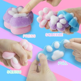 4 Pack Homemade cat paw Squeeze and Pinch to Reduce Anxiety and Stress, Stress Relieving Tools for Adults, Lots of Tactile Cuddly Tools，Color May Vary