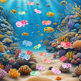 XGBDL 144 Pcs Luminous Mini Resin Turtles Sea Turtle Figurines, Resin Miniature Animal Figures in 8 Colors Cute Tiny Turtles Bulk Glow in Dark, Perfect for DIY Projects, Garden, Aquarium Decor