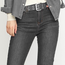 Drizzte Plus Size 51'' Grommet Belt Double Prong Punk Belts Gray for Women Men