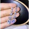 Avance 5 Row Long Earrings, Zirconia, 925 Silver, Women's, Glitter,
