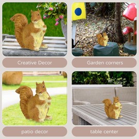 CNFCollection Garden Decor Polyresin Squirrel Statue with Acorn Statue - Charming Outdoor Decoration Ornament for Patio, Lawn, or Yard - Ideal for Garden Decor Enthusiasts and Nature Lovers
