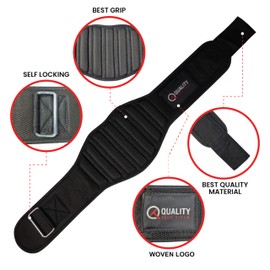 QTF Weight Lifting Belt for Men & Women - Neoprene Lumbar Support, Auto Lock, Double Padded 6" Wide Belt for Squats, Deadlifts & Powerlifting (Black, Small)