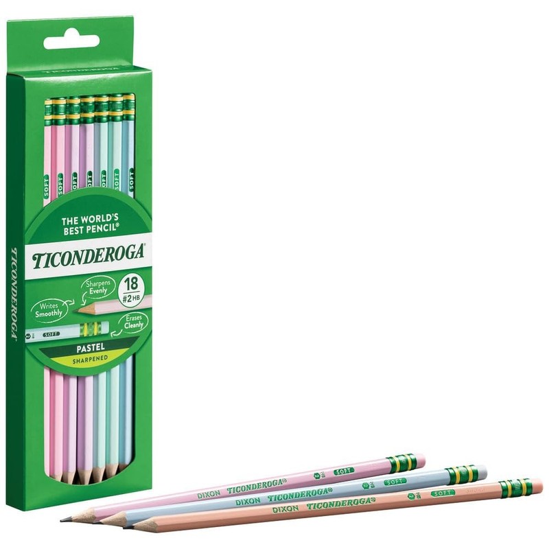 Ticonderoga Pastel Number 2 Pencils 18 Count with Erasers Pre