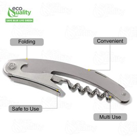 Heavy Duty Stainless Steel 3.5 x 5 inch Waiters Corkscrew Wine Bottle Opener with Foil Cutter Professional Double Hinged Design for Bartenders Restaurants Home Use (8)
