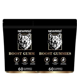 Newrish Himalayan Shilajit Gummies | With Ashwagandha, Gokshura & other herbs | No added sugar | 60 Gummies:_2 bags
