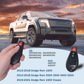 Lezhey Key Fob Replacement Fits for 2013 2014 2015 2016 2017 2018 2019 2020 2021 Dodge Ram 1500 2500 3500 4500 5500 6500 Smart Truck Car Keyless Entry Remote Control Start FCC ID:GQ4-53T/56046953AE