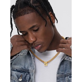 Richsteel Gold Initial Necklace for Men Letter C Chain for Women Gifts for Him Stainless Steel Necklaces Jewelry on Christmas