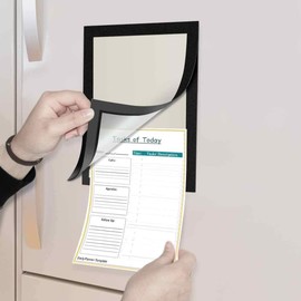 ZHIDIAN Document Sign Holder Pockets with Magnetic Back, Plastic Poster Picture Notice Display Frame for Fridge/Whiteboard/Chalkboard/Cabinet, 8.5 x 11.6 Inches, Black, 2 Pcs