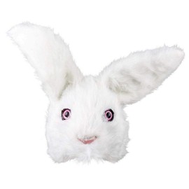 Boland 56756 Plush Half Mask Rabbit One Size White and Pink Face Mask Animal Mask Fur Mask Rabbit Accessory Costume Fancy Dress Carnival Theme Party