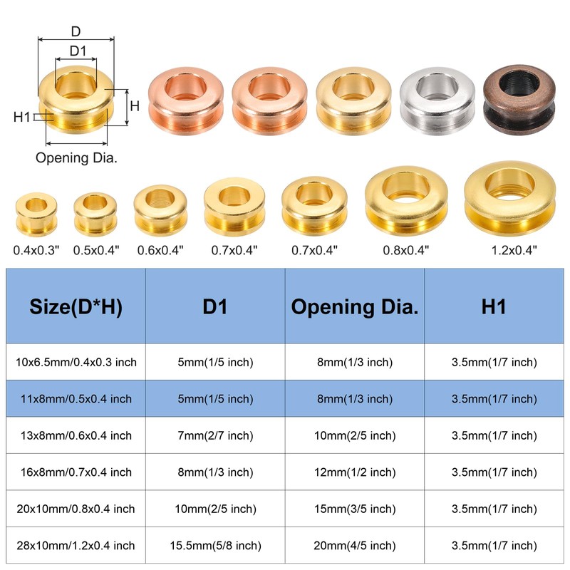 PATIKIL 5 mm (1/5 inch) Solid Brass Hole Eyelets, 10
