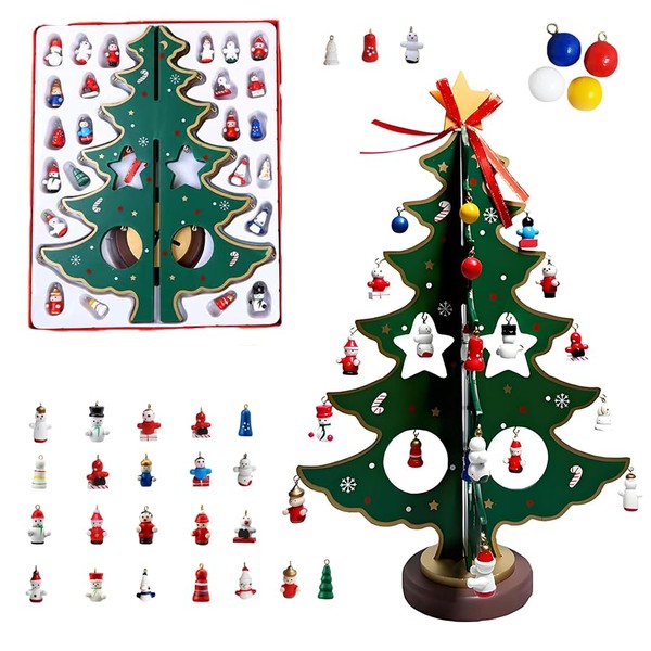 Advent Calendar 2024 Christmas 24 Days Countdown Wooden Tabletop Christmas