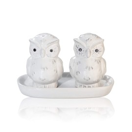 Lustige Salz- und Pfefferstreuer aus Porzellan - Freche Salzstreuer Gewürzspender - Einweihungsgeschenk Hochzeitsgeschenk Geburtstagsgeschenk für Pärchen Paare (Uhu Weiß)