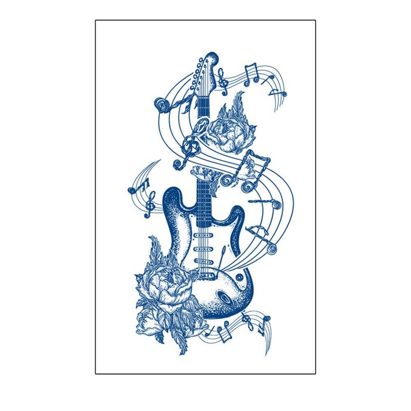 GZ626x2 Temporary Guitar Tattoo Electric Guitar Semi-Permanent Tattoo Long Lasting
