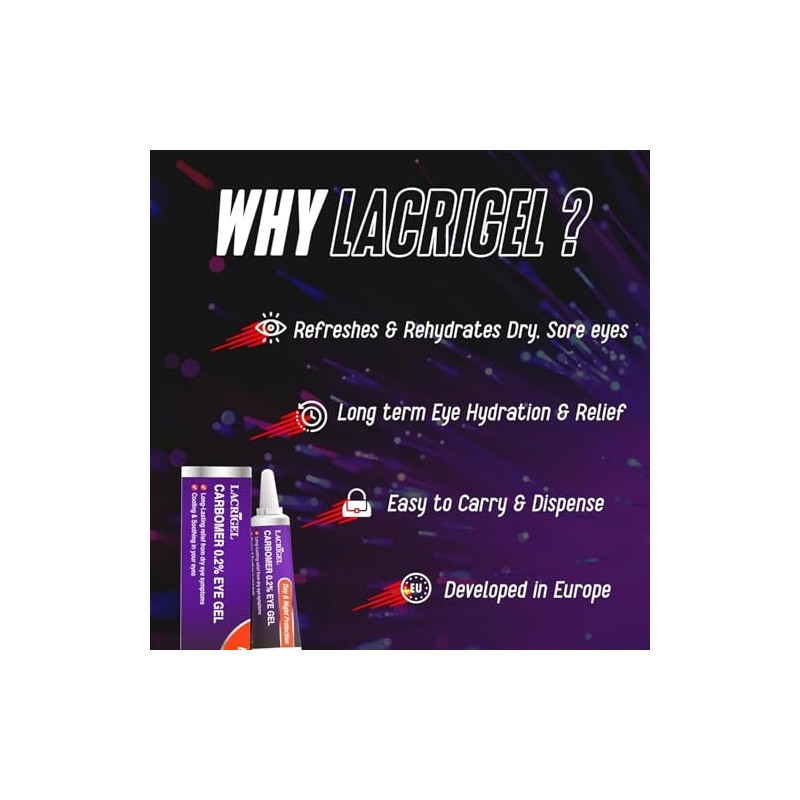 3X Lacrigel CARBOMER 0.2% - Eye Gel for Dry, Tired,
