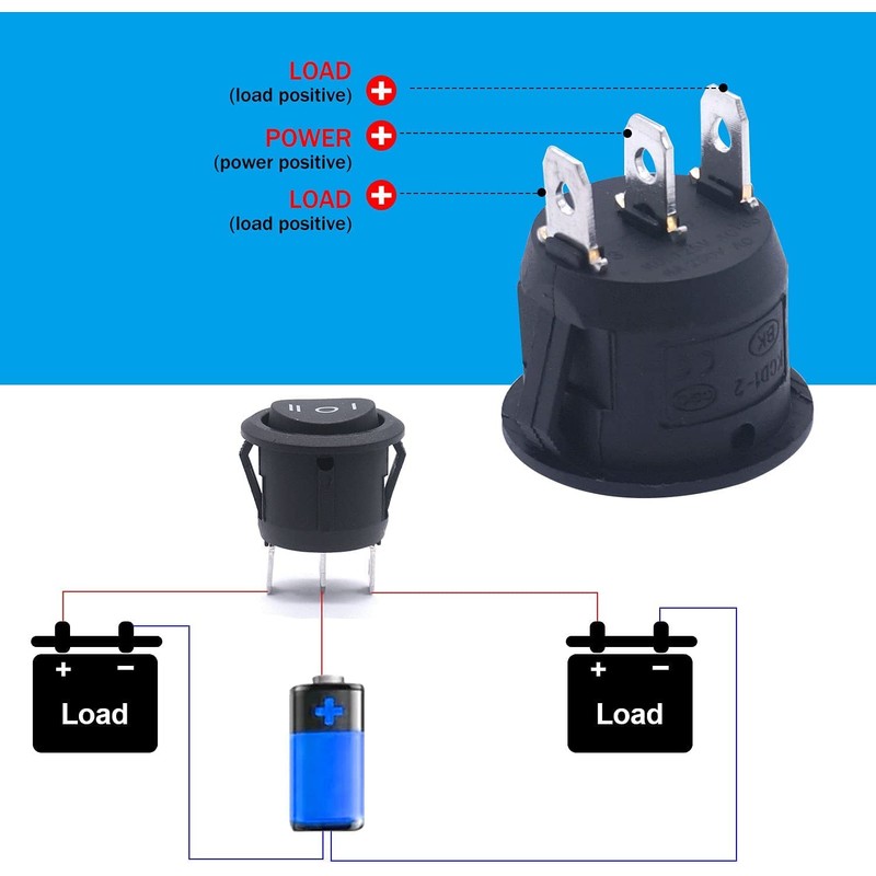 Taiss/8Pcs Round Rocker Toggle Switch Black AC 250V/10A 125V/12A ON/OFF/ON