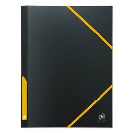 OXFORD A4 3 Flap Student Folder with Elastic Band 30mm Spine Polypropylene Cover Two Tone Black/Yellow