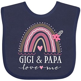 inktastic Gigi and Papa Love Me Rainbow Baby Bib Navy Blue 41148