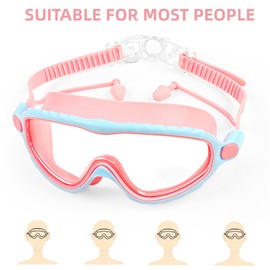 iToobe Kids Goggles, Swimming Goggles with One-Piece Wide Vision Lens for Kids Age 5-16 Boys Girls Children Adults Teens, Swim Goggle Clear Vision,Free Protection Case(Pink)