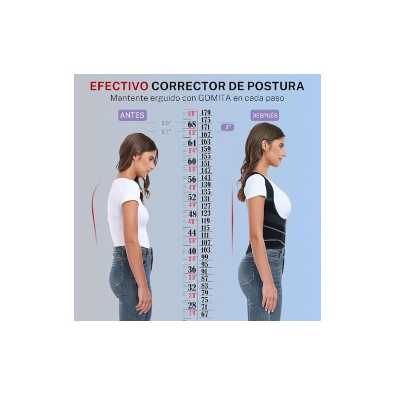 Corrector de Postura para Hombres y Mujeres,Corrector de Espalda,Tamaño Ajustable,Transpirable,Corrección