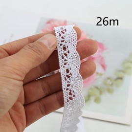 DAHI Lace Ribbon Cotton Decorative Ribbon Vintage Lace Trim Crochet Border for Crafts Sewing Wedding Decoration Scrapbooking Gift Box (White-E)
