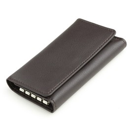 Avies 4 Rows Key Case, Genuine Leather, Made in Japan, Dark Brown