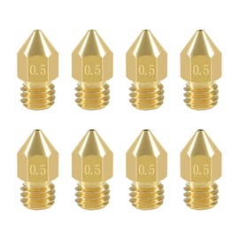 Aokin 8 Pcs 0.5mm MK8 Extruder Nozzles 3D Printer Nozzles for Creality Ender 3/3 Pro/3 V2, Ender 5/5 Pro, CR-10/10S, Makerbot, Anet A8 3D Printer