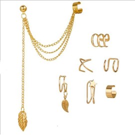 MADIOLA Aretes de Clip, Aretes de Cartílago, Aretes Trepadores de Cadena Punk, Aretes de Aro Ear Cuff Clip On No Piercing