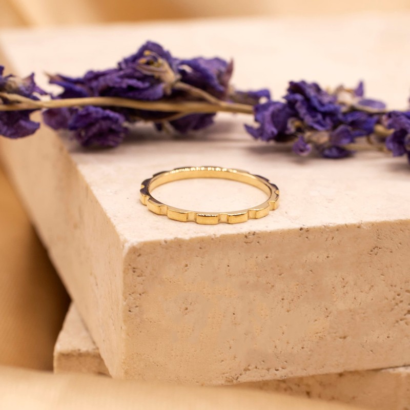 CARISSIMA Women's 9ct Yellow Gold Flat Brick Band Stack Ring