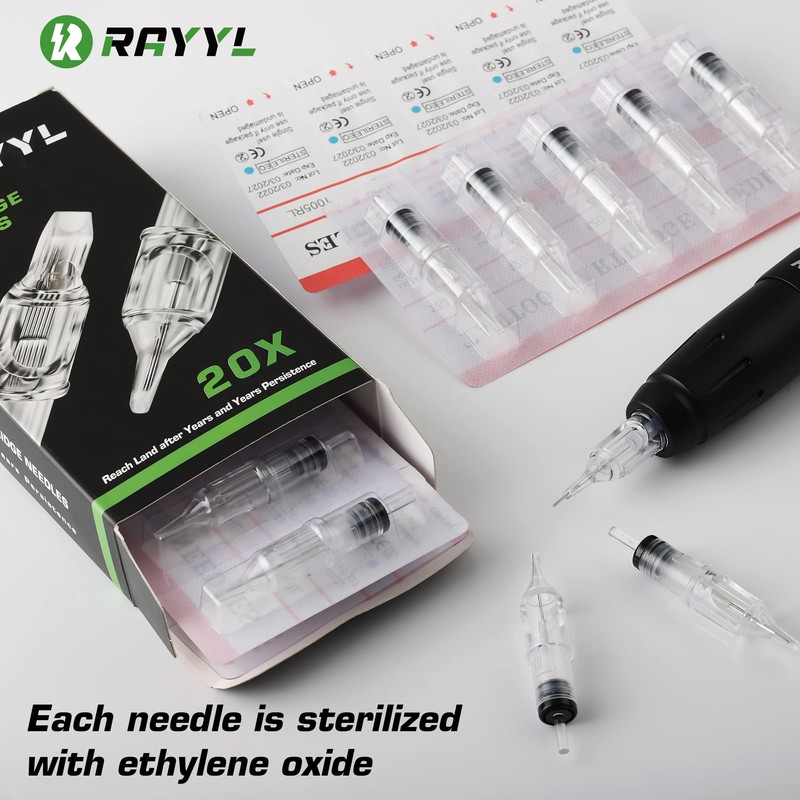 Rayyl Assorted 40Pcs Needles 5RL 7RL 7M1 9M1